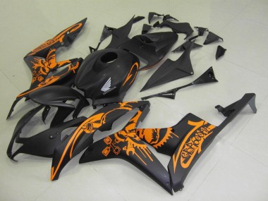 Carenado CBR 600 RR 2007-2008 - Negro Mate Naranja Pegatinas
