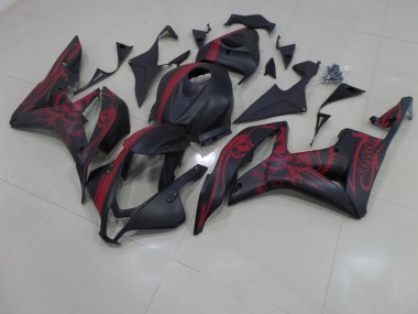 Carenado CBR 600 RR 2007-2008 - Negro Mate Rojo Cráneo con Raya