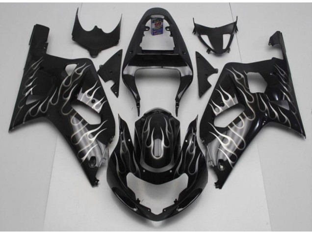Carenado GSXR 600 / 750 K1 K2 K3 2001-2003 - Negro Blanco Llama Carenado GSXR 600 / 750 K1 K2 K3 2001-2003 - Negro Blanco Llama