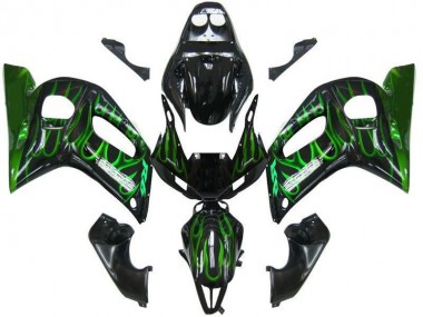 Carenado R6 1998-2002 - Negro Verde Llama