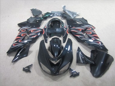 Carenado ZX10R 2006-2007 - Negro Blanco Rojo Llama