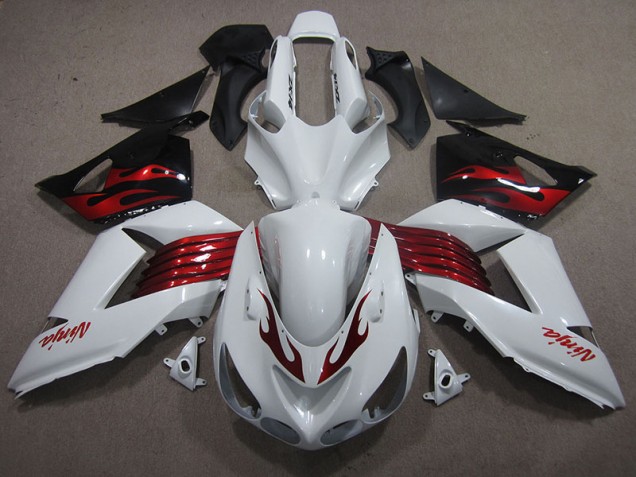 Carenado ZX14R ZZR 1400 2006-2011 - Blanco Rojo Ninja Carenado ZX14R ZZR 1400 2006-2011 - Blanco Rojo Ninja