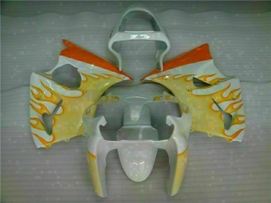 Carenado ZX6R 2000-2002 - Blanco Amarillo Llama