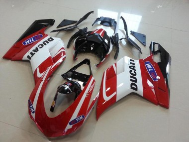 Inyección Kit Carenado Ducati 848 1098 1198 2007-2014 - Rojo Blanco